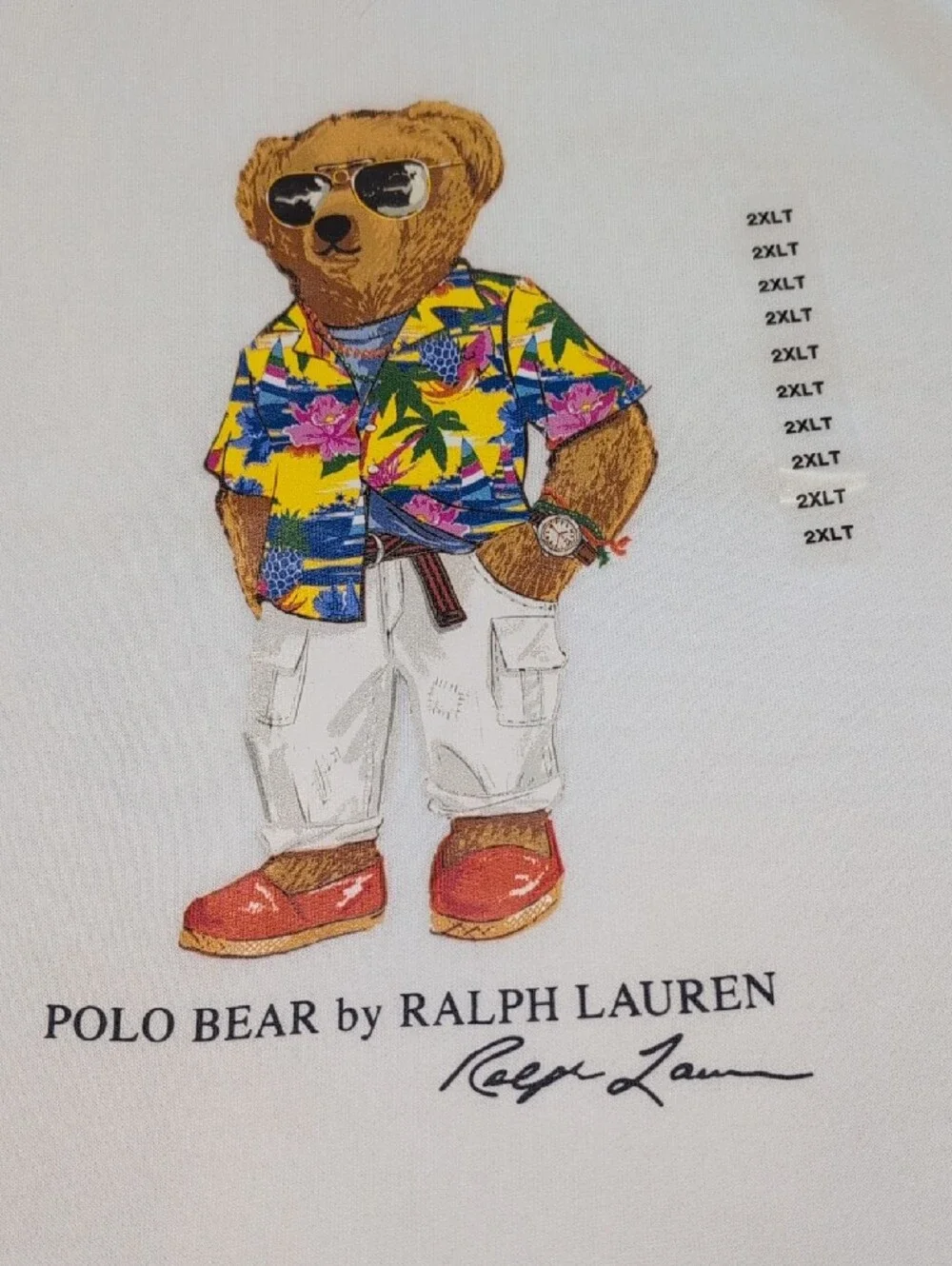 Polo by Ralph Lauren White Crewneck with Tropical Polo Bear Graphic